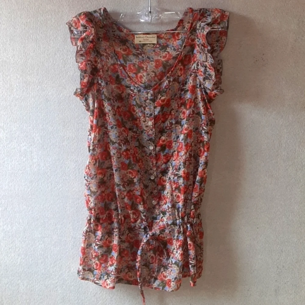 Floral Ruffle Sleeve Blouse (Bobbie Brooks)